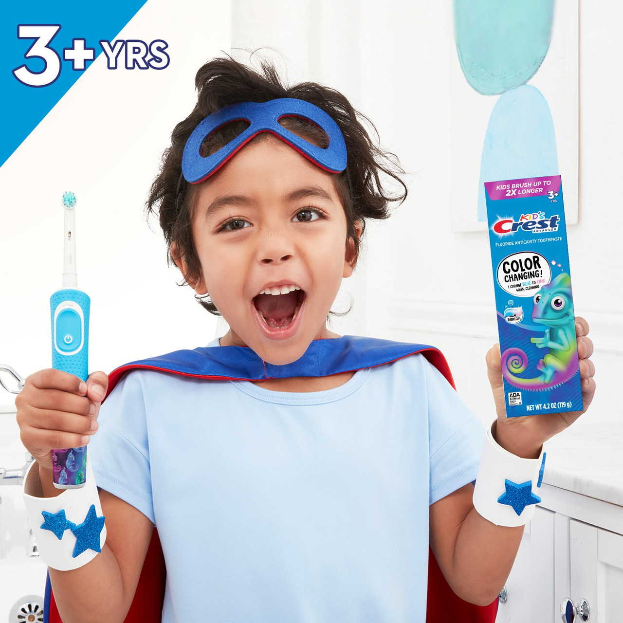 Oral-B Crest Kids Enamel + Cavity Protection Bunter Hvide Blå | DK_OB56453