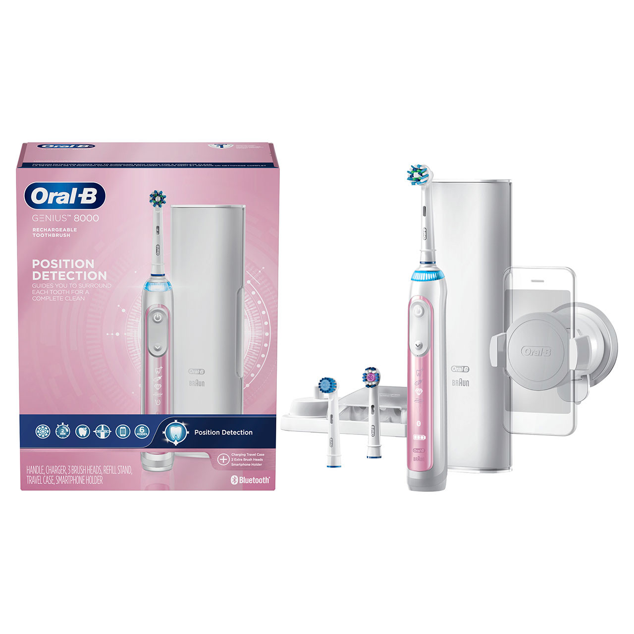 Oral-B Genius 8000 Rechargeable Genius-serien Lyserød | DK_OB30217