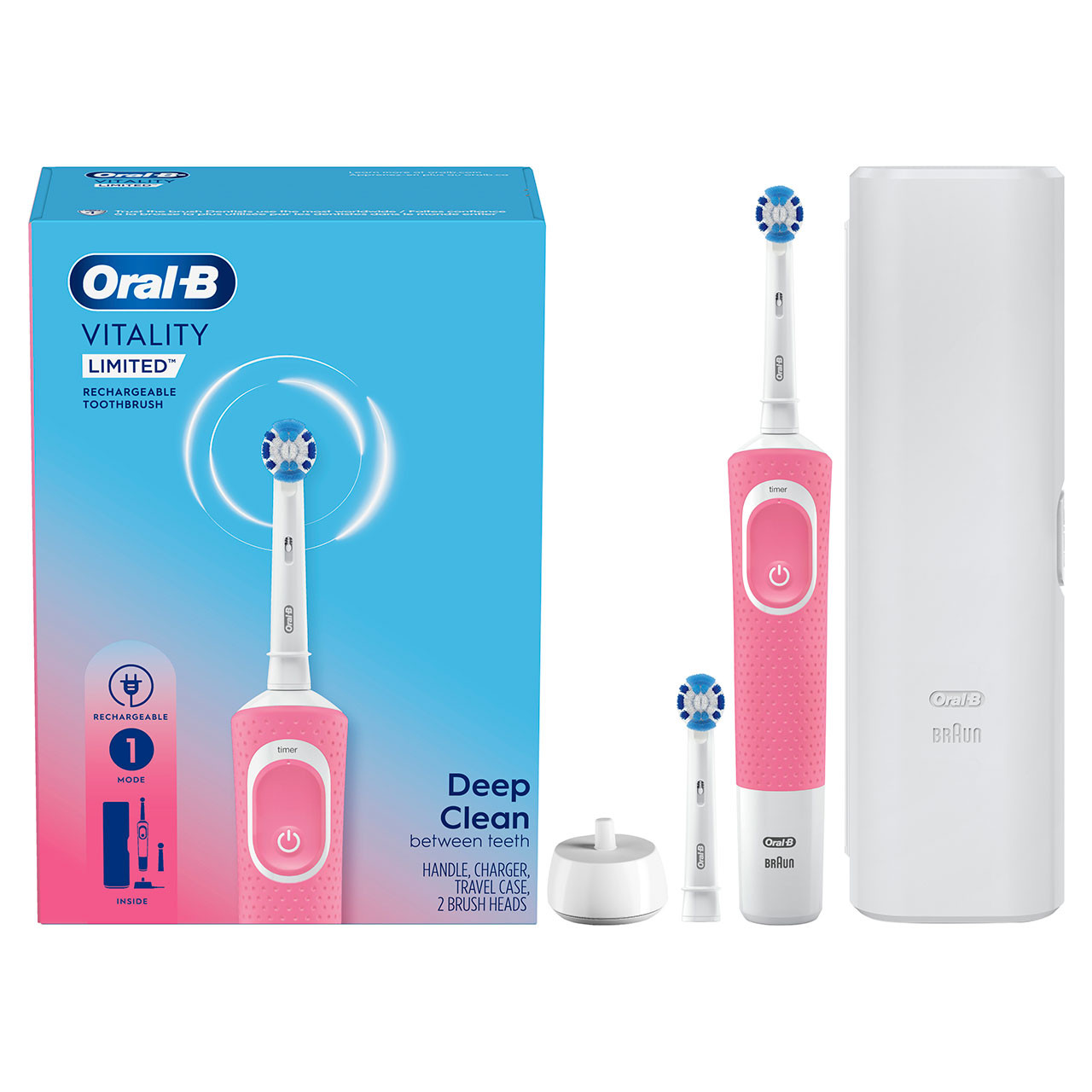 Oral-B Vitality Limited Rechargeable Pro-serien Hvide Lyserød | DK_OB38680